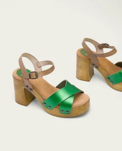 PORRONET Sandalia Tacón Verde Vega Cheap
